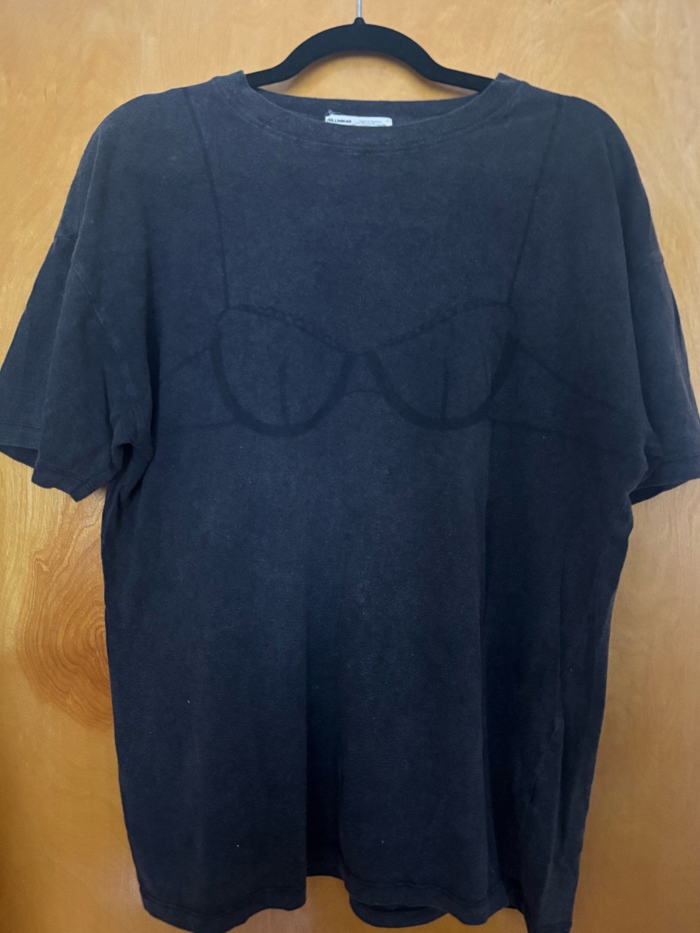 Pull&Bear Black Short Sleeve Tee with Bra Outline Detail